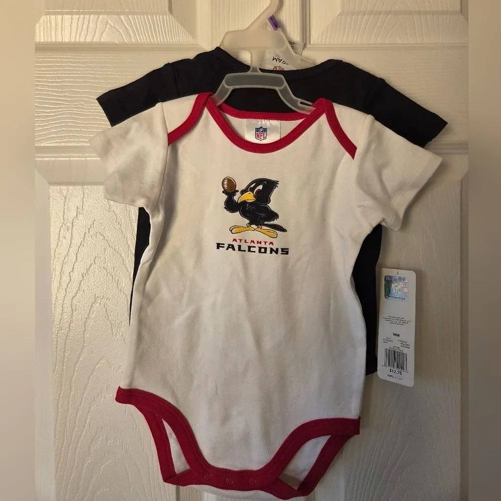 Atlanta Falcons Baby 6-12M, 18M Bodysuits 2pc NWT 100% Cotton Football Fan